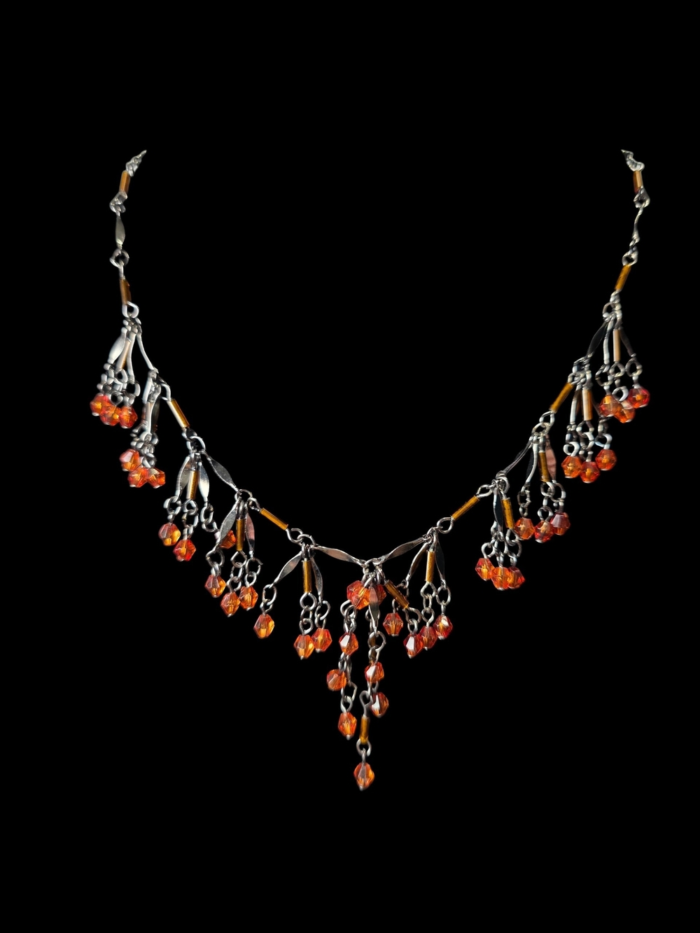 Claire's Y2K Amber Colored Beaded Cluster Drop Necklace - Women Jewelry